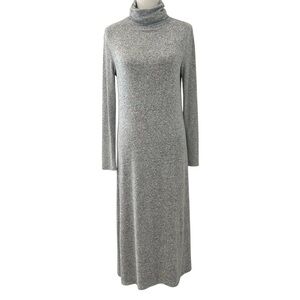 Elegant Gray Natori Turtleneck Maxi Lounge  Dress